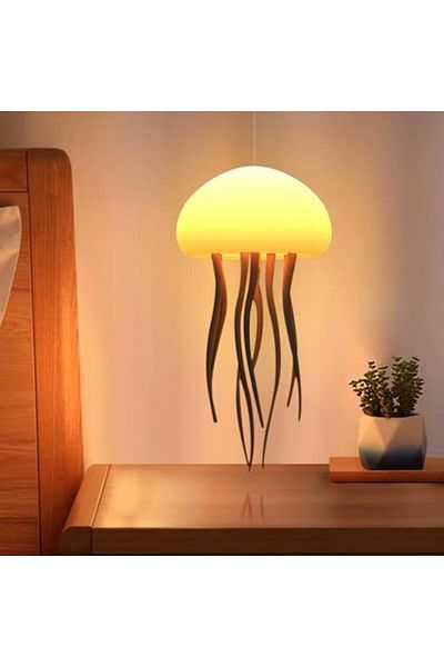 SUKILO Jellyfish Lamp LED Night Light – 7-Color Changing Night Lamp with Hanging & Base – USB Re