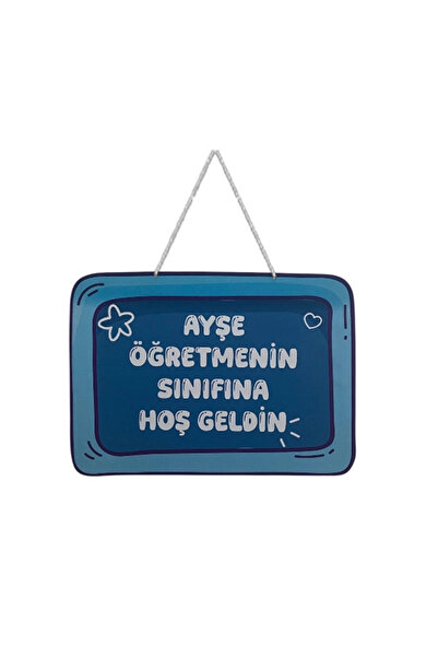 heptex Öğretmenin Sınıfına Hoş Geldiniz Ahşap Kapı Panosu