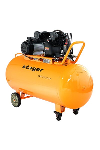 STAGER Air 32C250 air compressor, 250L, 10bar, 324L/min, single-phase, belt drive
