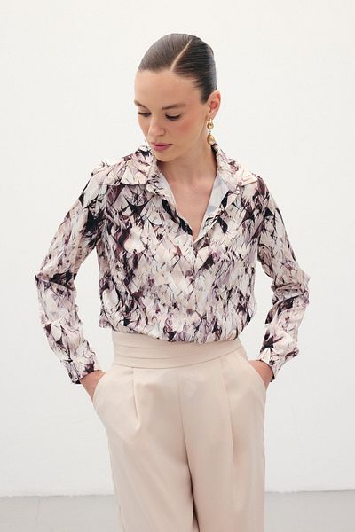 Sateen Classic Patterned Shirt - Brown