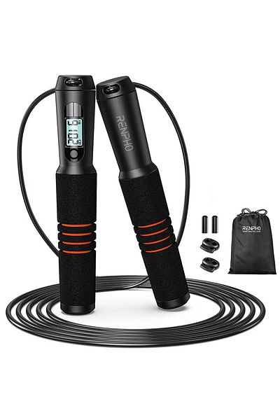 RENPHO Set coarda pentru sarit Smart Q001, 4 moduri, Bluetooth, analiza datelor in aplicatie, A