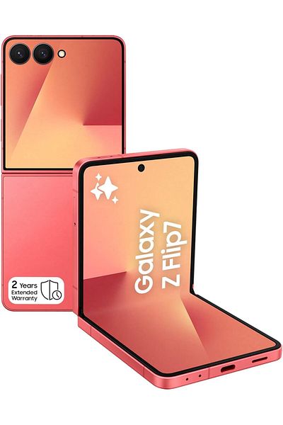 Samsung Galaxy Z Flip 7 Smartphone, 512GB Storage, 12GB RAM, Coral Red