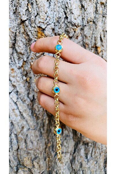 MAHMUT ÇİÇEK KUYUMCULUK 14 ayar nazar boncuklu bileklik