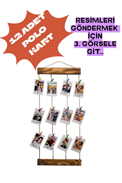 Renk Xpress Ahşap Çerçeveli Kara Tahta Fotoğraf Askılığı – 9 Renkli Mandal + ...