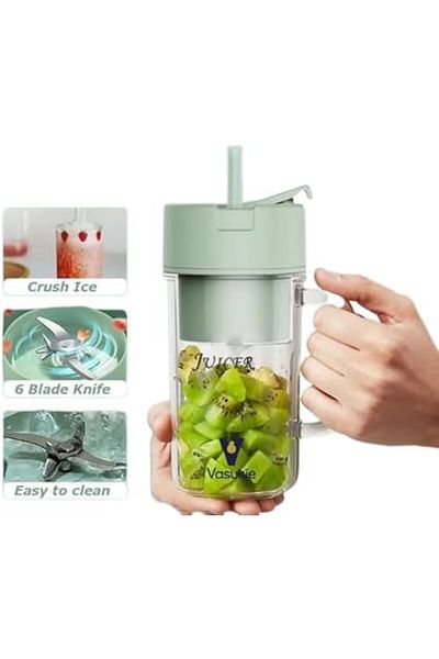 SUKILO Portable Juicer with Handle and Straw – 340ml Compact Electric Smoothie Maker, Type-C Recha