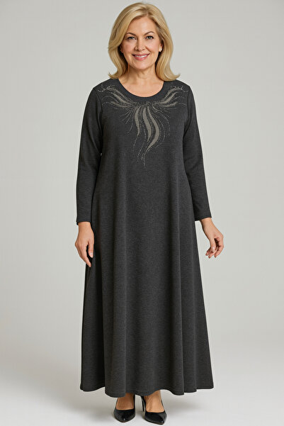 CTK Tekstil Yün Anne Elbise Kışlık Kumaş Büyük Beden Rahat Kalıp