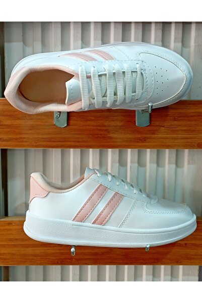 DB Γυναικεία αθλητικά παπούτσια με κορδόνια σε ροζ λευκό χρώμα