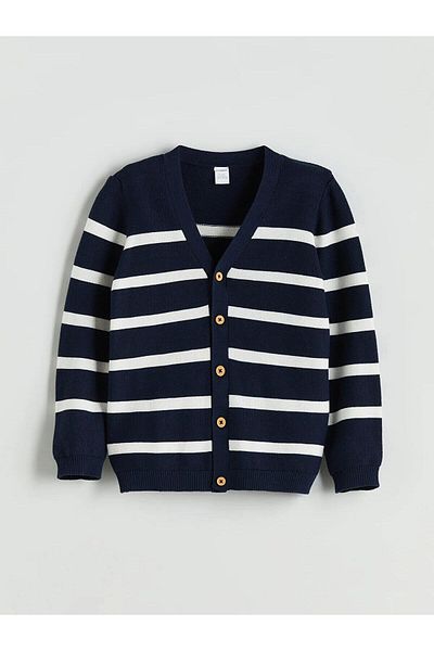 LC Waikiki Lcw Kids V-Neck Striped Boys' Knitwear Cardigan (W5)