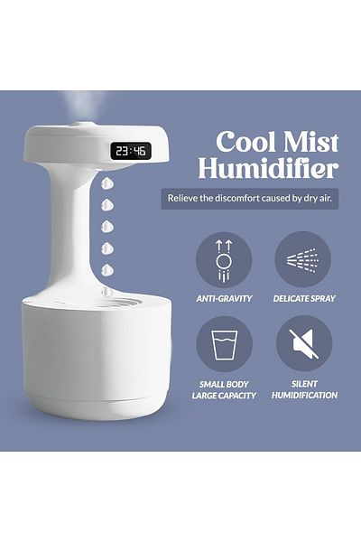 SUKILO Anti-Gravity Cool Mist Humidifier with Reverse Water Flow Effect – Ultrasonic Aroma Diffuse