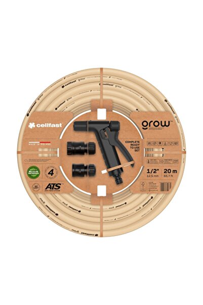 Cellfast GROW 1 2 20m garden hose set, UV protection, anti-twist, spray gun,