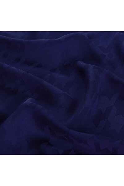 ipekevi Four Seasons Houndstooth Patterned Monogram Shawl 04390-Sax Blue