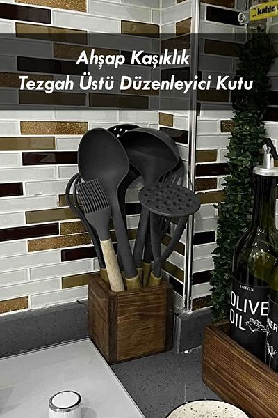 Moola Wooden Cutlery Kitchen Counter Top Organizer Box, Cutlery Organizer, Pen Holder Box