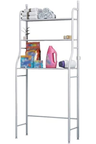 SUKILO رف تخزين المرحاض ثلاثي الطبقات - منظم حمام فوق المرحاض بإطار ثابت، N