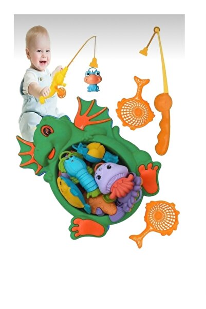 abnturk Balık Tutma Yakalama Oyunu 12 Parça Büyük Boy Mıknatıslı Oltalı Eğiti...