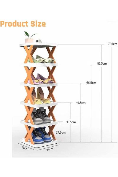 SUKILO Portable 4-Layer Space Saving Shoe Rack Stand Organizer