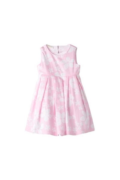 Sarabanda , Elegant Cotton Dress with Floral Print for Girls, White, Pink, 110 cm