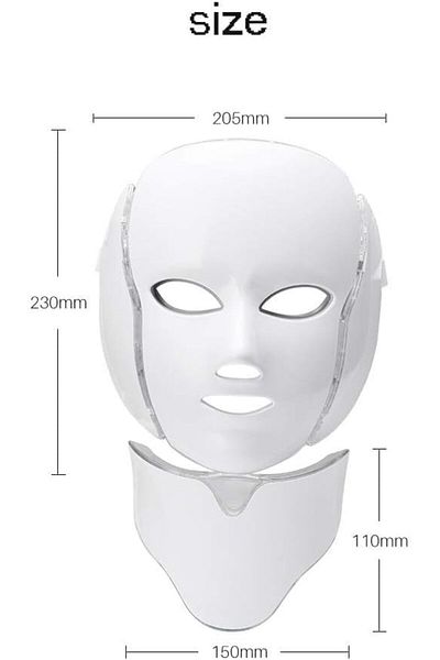 SUKILO LED Face Mask with Neck Coverage, 7 Color Light Therapy Mask for Skin Rejuvenation, Anti-Agin