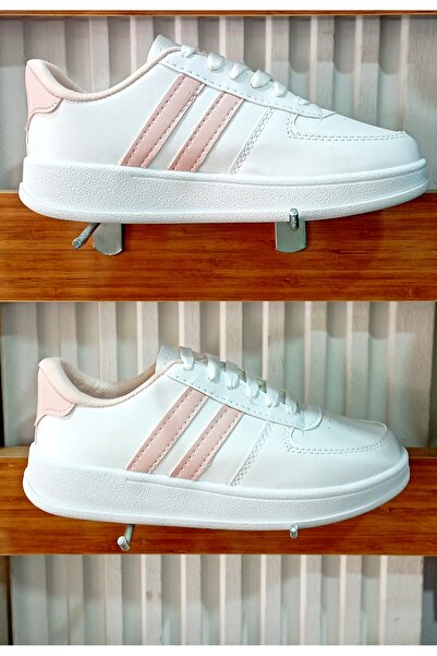 DB Γυναικεία αθλητικά παπούτσια με κορδόνια σε ροζ λευκό χρώμα