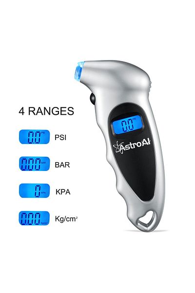 AstroAI Manometru Auto digital 150 PSI, 10 bari, Lumina LED, 4 setari Masina, Bicicleta