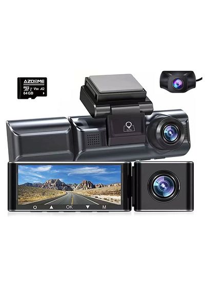 AZDOME Camera auto DVR M550, Tripla, 4K, WiFi, GPS, Unghi 170 , WDR, G-Sensor, Mod parcare, Ca