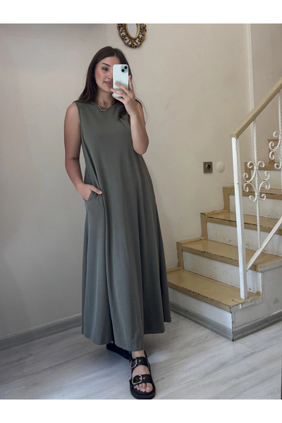 ROSSA Modal Fabric Crew Neck Dress