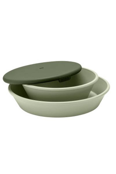 Bibs Set pentru hranire si diversificare, farfurie + bol cu capac, Bibs, Mini Meal, Sage