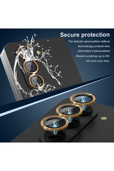 Generic Camera Lens Frame Glass Protector Compatible with Samsung Galaxy Z Fold 5 Camera Lens Gold