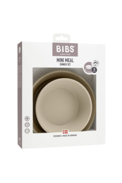 Bibs Feeding and diversification set, plate + bowl with lid, Bibs, Mini Meal, Vanilla