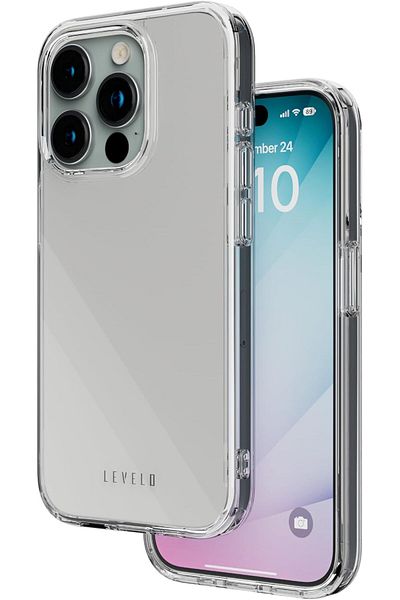 Levelo جراب كلارا متوافق مع iPhone 15 Pro Max من Levilo، شفاف