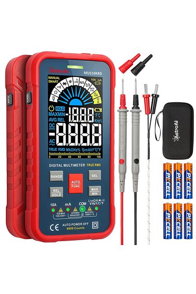AstroAI Multimetru digital MUS10KRD, 10000 Counts, Smart Auto, TRMS Auto-Ranging, Display Color