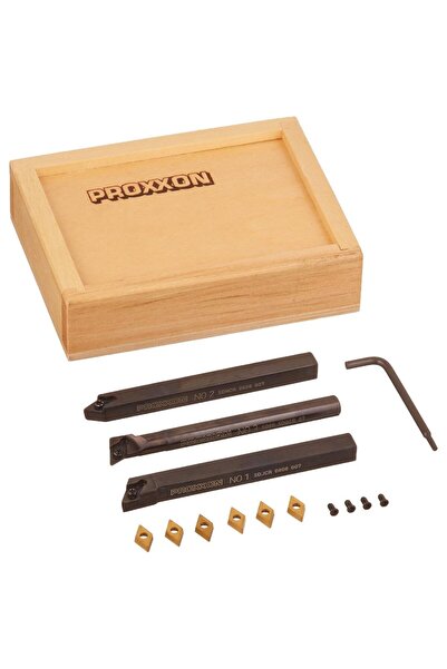 Proxxon Set of 3 lathe knives with removable inserts, 24555, 8x8x90