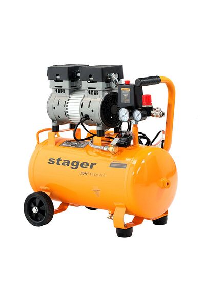 STAGER Air 14DS24 compresor aer, 24L, 8bar, 135 L/min, monofazat, angrenare directa, silentios