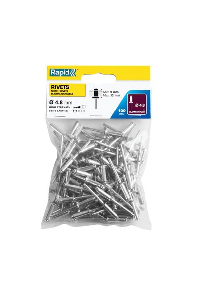 Rapid Set 100 de nituri de 9-12 mm, ?4.8 x 16 mm 5000382
