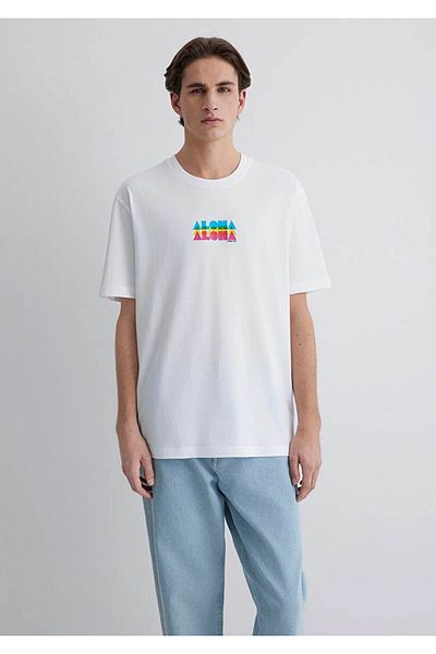 Mavi Aloha Printed White Men's T-Shirt M0612612-620