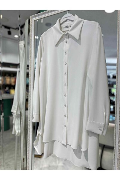 MERAM BUTİK Yaqa Elm Shirt - White - 42