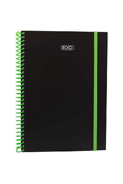 Roco دفتر ملاحظات حلزوني كلاسيكي - ٥٨٠ ورقة، مسطر واحد، أخضر وأسود (عربي)