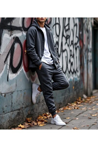 JustBS Ανδρική φόρμα τζόγκερ σε ανθρακί χρώμα