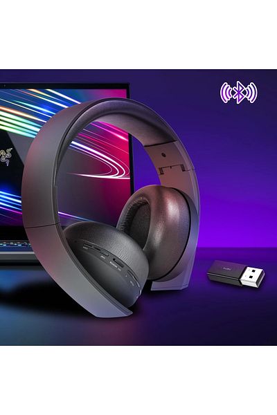 Generic سماعة ألعاب لاسلكية مع ميكروفون 7.1 صوت محيطي بلوتوث 5.2 منخفض الكمون PS5/PC/Switch