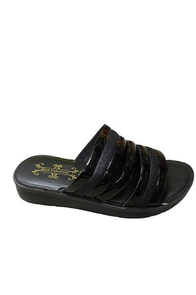 POLEX Women's Flat Thick Sole Patent Leather Glitter Slippers