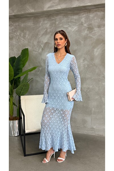 Fiori Dantelli V Yaka Elbise
