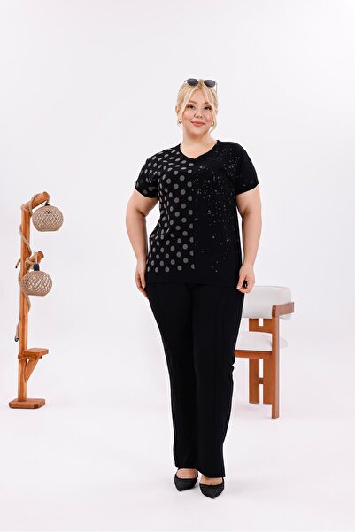 Siyezen Plus Size Trousers Grass Printed Cotton Suit