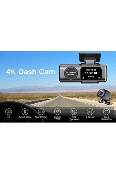 Generic 4K Ultra HD Dual Dash Camera, Front 4K and Rear 1080P, WiFi GPS, Night Vision, Loop Recording, Smart