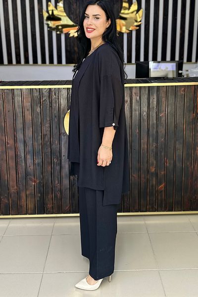 GÖKSEL Stone Bow Detail Asymmetric Tunic Set Large Size