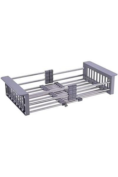 SUKILO Stainless Steel Vegetables Draining Rack, Telescopic Adjustable Drying Dish Rack for Kitchen