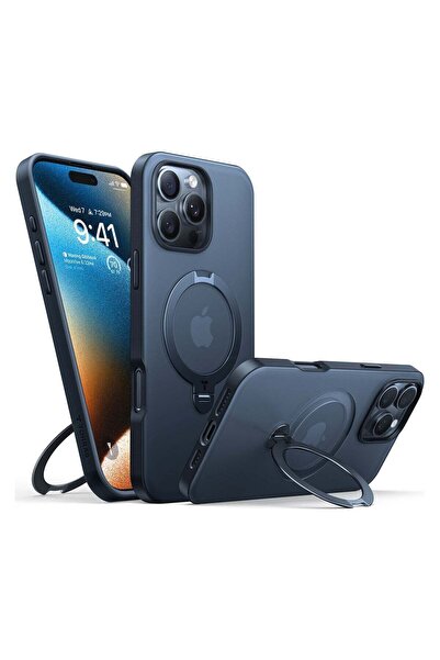 TORRAS جراب iPhone 16 Pro مزود بحامل مغناطيسي دوار 360 درجة