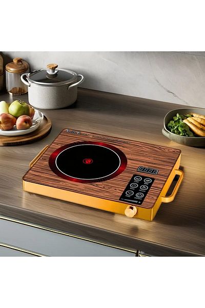 Silver Crest Induction Cooker Digital Display Screen Touch Panel Electric Stove 3500W.
