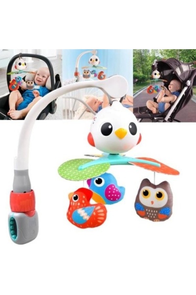 Jokomisiada Carusel pentru bebeluși, cu păsări de pluș suspendate, 3 în 1