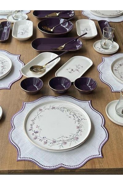 ROSSEV Breakfast Set Glore Lavender 46 Pieces for 6 People