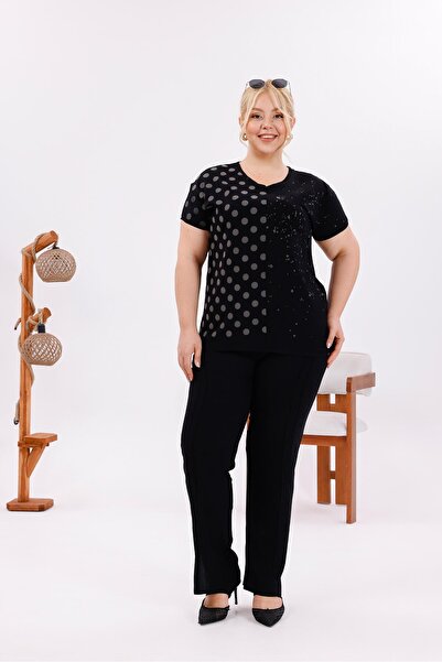 Siyezen Plus Size Trousers Grass Printed Cotton Suit