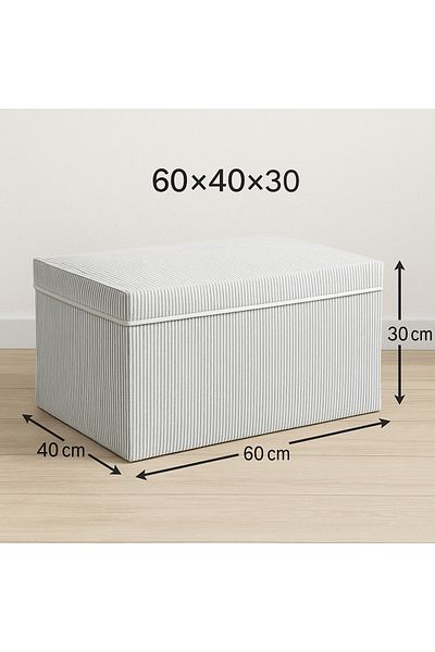 YELLOW STARY HOME DECOR Mega Size Multi-Purpose Storage Box, Box Bag, Organizer Box Gray Striped Pattern 60X40X30 cm